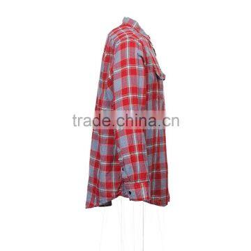 OEM Custom Red Hooded Flannel Shirt With Long Sleeve photo-4
