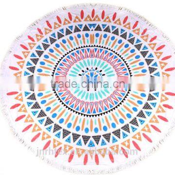 Cotton Custom Reactive Printed Round Beach Towel photo-3