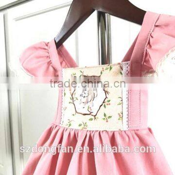 Little Girls Easter Bunny Holiday Dress Rabbit Flutter Sleeve Lace Pink Dress photo-2