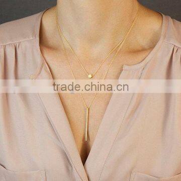 Light weight simple gold triangle bar pentagram pendant metal infinity women layer in necklace fashion jewelry jewellry