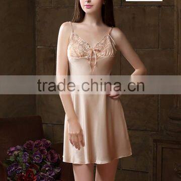 0858 Floral Lace Nightdress spaghetti strap slip sexy girls satin photos nightdress dress satin Nightgown