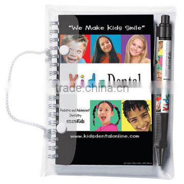 Full color note set-notebook and pen in pouch. Comes with your full color logo.