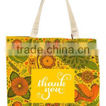 Full Color Sublimation Flat Cotton Tote Bag - measures 15"W x 16"H, has 24" handles and comes with your logo