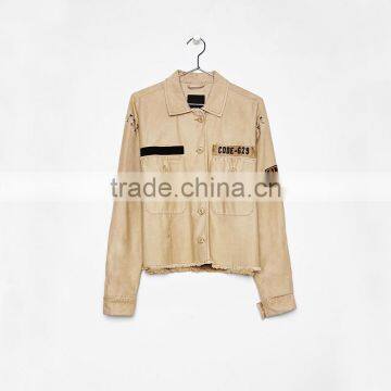 Buy Jackets Online Ladies Light Short Cotton Overshirt Military Jacket photo-5