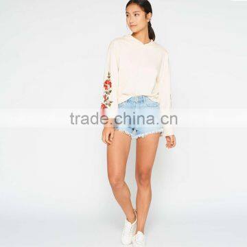 Relaxed Fit Cotton Clothing Kimono Sleeve Embroidered Hoodie for Women photo-4