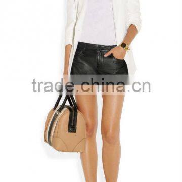 women sexy short cheap synthetic leather shorts with a high waist