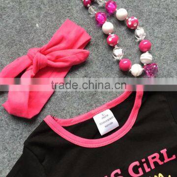 2016 New Spring Design "Jesus&Cupcake" Girls Outfits Black Sequins Pants Kids Clothing Suit With Matching Accessories photo-3