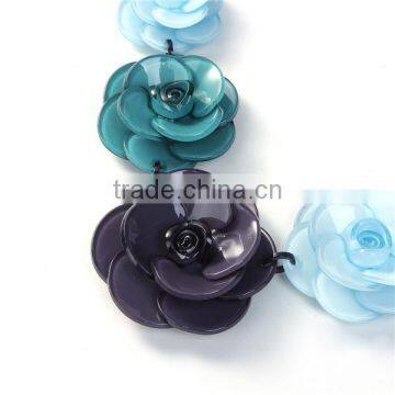 Handmade Beautiful Flower Dark Green Acrylic Statement Necklace photo-2