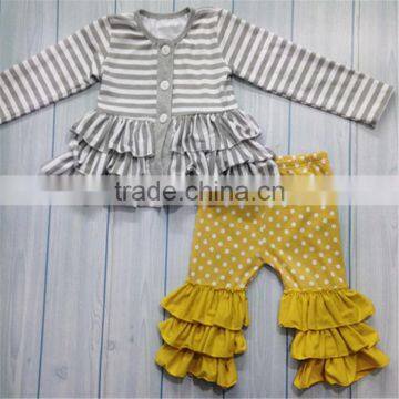 Factory price custom design stripe fold baby clothes outfits set