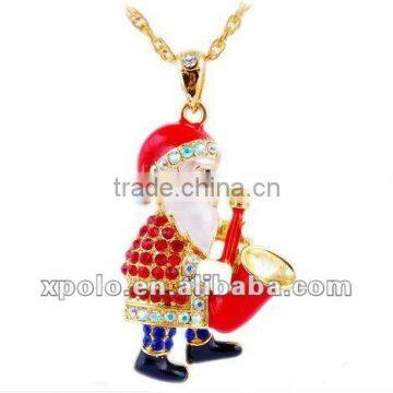 Cute Popular Enamel Santa Claus Pendant Necklace For Christmas day