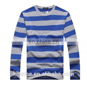 Hot sale blue and grey striped long sleeve polo t shitrs for mens