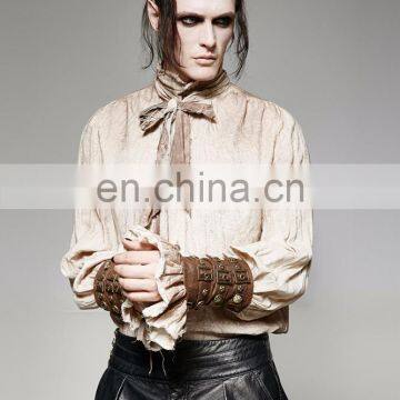 Steampunk Punk Rave Male Brown Shirt Wristband Set S-200 photo-6