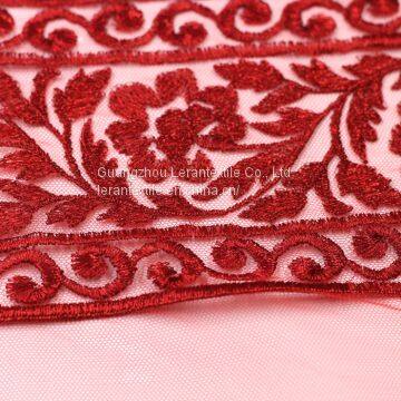 3D Floral Polyester Embroidered Lace Fabric For Apparel Home Decorating photo-2