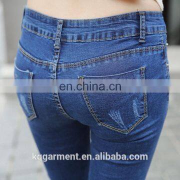 2016 Latest Design Women Fashion Rappied Blue Pants /bodycon Jean Rappied Wholesale for OEM photo-3