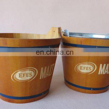 Hot Selling Personalized Plastic Custom Ice Bucket With Wood Top photo-3