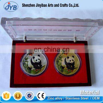 Commemorative Coins Cute Panda God Silver Plated Coin with box