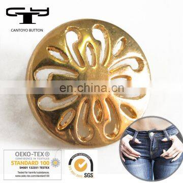 Gold Plated Shank Button Brass Jeans Button Custom Embossed Vintage Brass Denim Jeans Buttons and Rivets photo-4