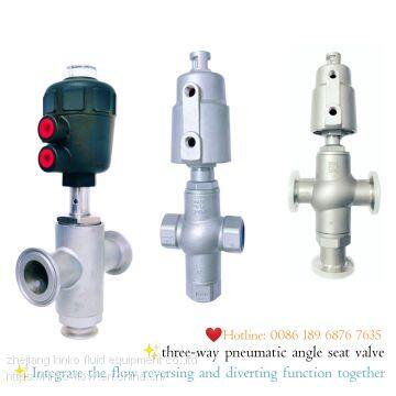 pneumatic three-way angle seat water diverting valve