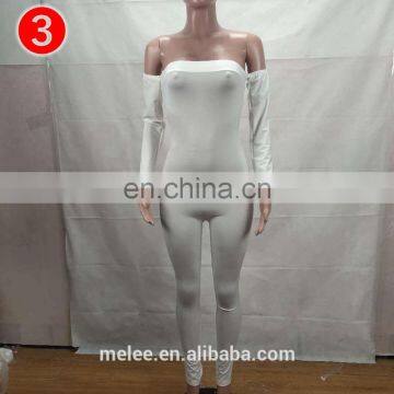 New Arrivals Women Sexy Solid High Flexibility One-Shoulder Jumpsuits 2021 Summer Ladies Long Sleeves Rompers Suitable Nightclub photo-3