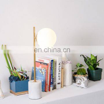 Modern Marble Base Gold Metal Glass Ball Restaurant Table Lamp photo-5