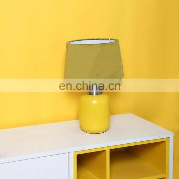 High Quality Custom Cheap Yellow Matt Nightstand Lamps Ceramic for Hotel Bedroom photo-4