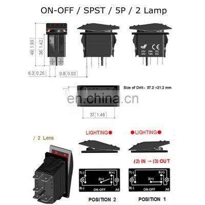 1pcs 12V 24V Car Boat Caravan Rocker Switches Waterproof Rocker Switch Dual Blue LED Light Bar 4x4 photo-5