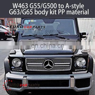 G CLASS W463 G55 G500 A-style Body Kit PP Material Front Bumper Fog Light Covers With LED Front Grille Over Fenders Side Mirrors