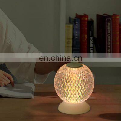 new design crystal table cordless bedside living room ambient 3D led moon night light charger table lamp from factory price