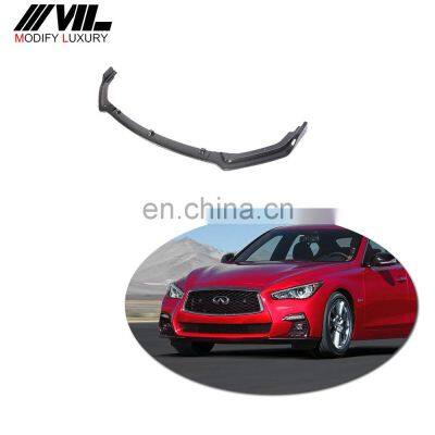 3PC Carbon fiber base bumper Front Bumper Lip Spoiler Cover For 2018-2019 Infiniti Q50 sport