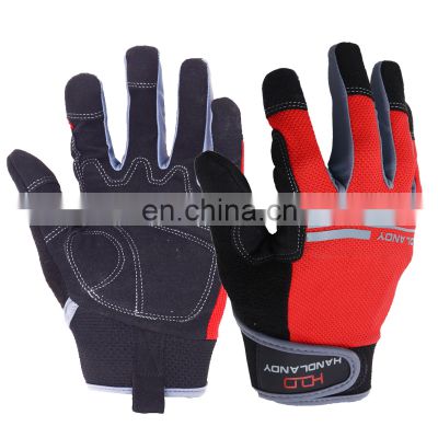 HDD In Stock men Red manufacturer #6036 customized synthetic leather work outdoor mechanic touch screen gloves work