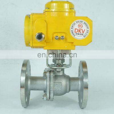 DKV PN16 explosion-proof electric linear actuator 4-20 ss304 316 flange ball valve with handwheel