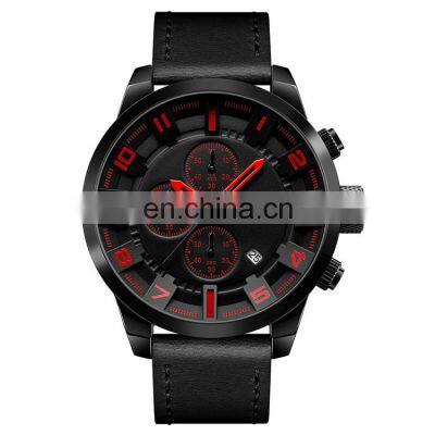 SKMEI 1309 my Brand Name Logo Custom Printed Watch Automatic Stopwatch Stainless Steel Case Back Water Proof Watch Leather Band photo-2