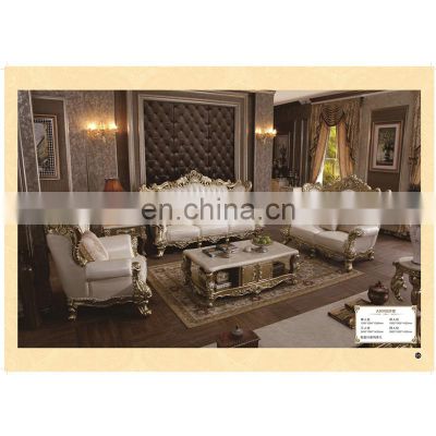 Classical Genuine Leather Sofa Sets Design Royal Antique Living Room Furniture