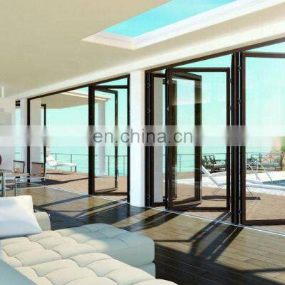 Factory Price Narrow Aluminum Frame Folding Double Glass Patio Doors