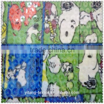 dog printed sequin fabric