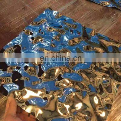0.4/0.6/0.8mm Sapphire Blue Black 3d Wall Panel Embossed Stamp Water Ripple Stainless Steel Sheet For Ceiling