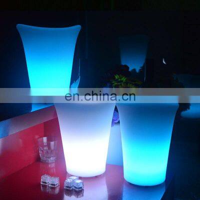 High Quality KTV Rechargeable Light Up Beer Cooler Plastic Wine Ice Bucket Tongs Double-layer Hotel Bar Wine Bucket