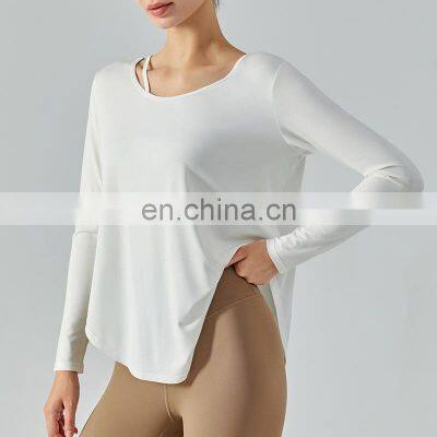 Autumn New Light Weight Soft Women Fitness T-Shirts Women Long Sleeve Running Loose Workout Wear Gym Top photo-3