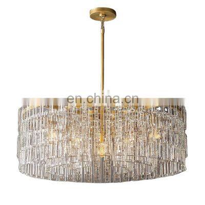 Modern American Design Wrought Iron Crystal Chandelier Copper Pendant Lights with LED Light Source Villa Bedroom Dining Room