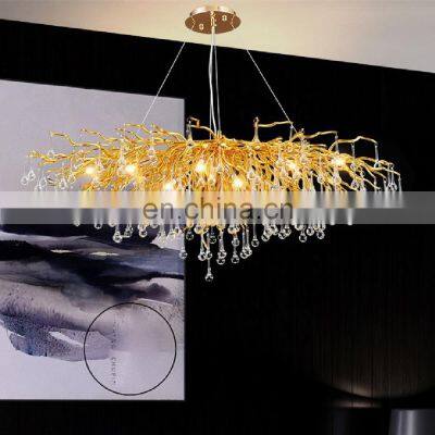 Luxury Home Decoration Living Room Tree Branch Pendant Lamp Modern Led Crystal Chandelier Lighting