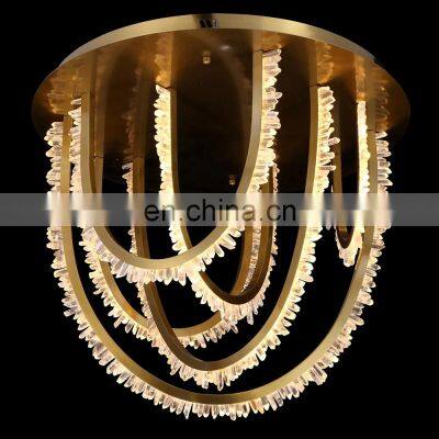 Home Decorative Round Crystal Pendant Light Hotel Lamps Fixture Gold Led Modern Luxury k9 Crystal Ceiling Light