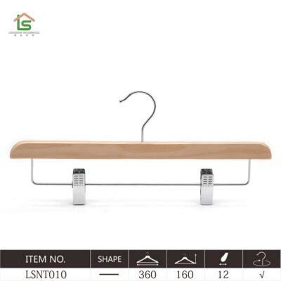 Factory Wooden Trouser Hanger Pants Hanger with Clips Bottom Clamp Hanger for Wholesale