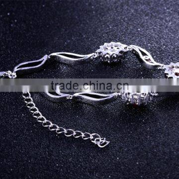 Casual Style Jewelry Fashion Flower Charms Platinum Plated Brass Jewelry Bracelet photo-3