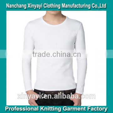 2014 Men white color long sleeve o neck t shirt from China