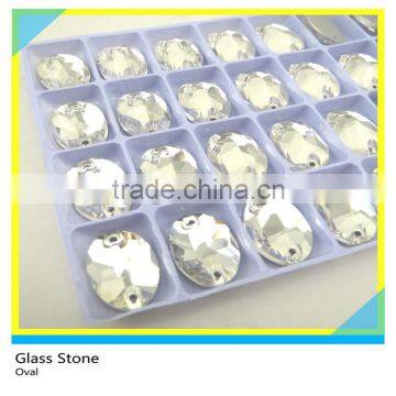 Factory Price Flat Back Oval Sew on Glass Rhinestone Pointface Stone 10*14mm/11*16mm