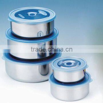 5pcs stainless steel food container with air valve in Lid