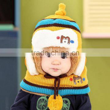Wholesale Fashion Korea Striped Knitting Baby Winter Hat Scarf Set Beanie photo-2