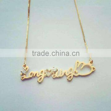 14K gold filled jewelry necklace with custom pendant,Name Charm Necklace