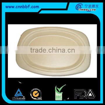 Disposable biodegradable compostable wheat straw oval plates