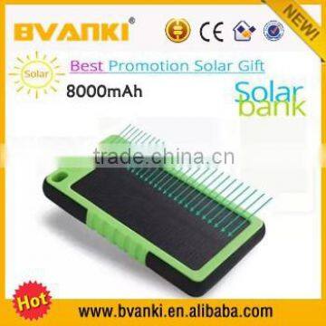 2015 christmas new hot items for Waterproof Solar Power Bank Portable Solar 8000mah Battery For Mobile Phone Charger Power Bank